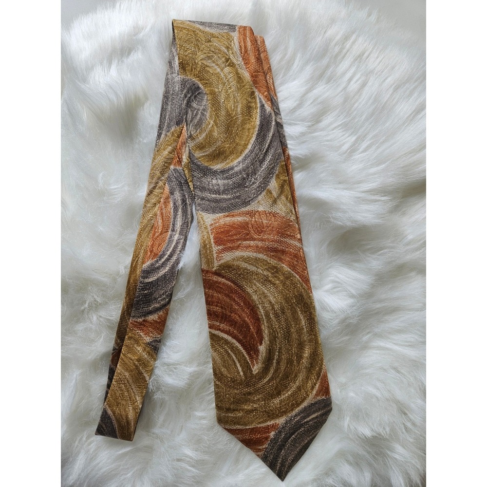 Mondo di Marco Firenze Silk Necktie Abstract Brown Gold Patterned Tie